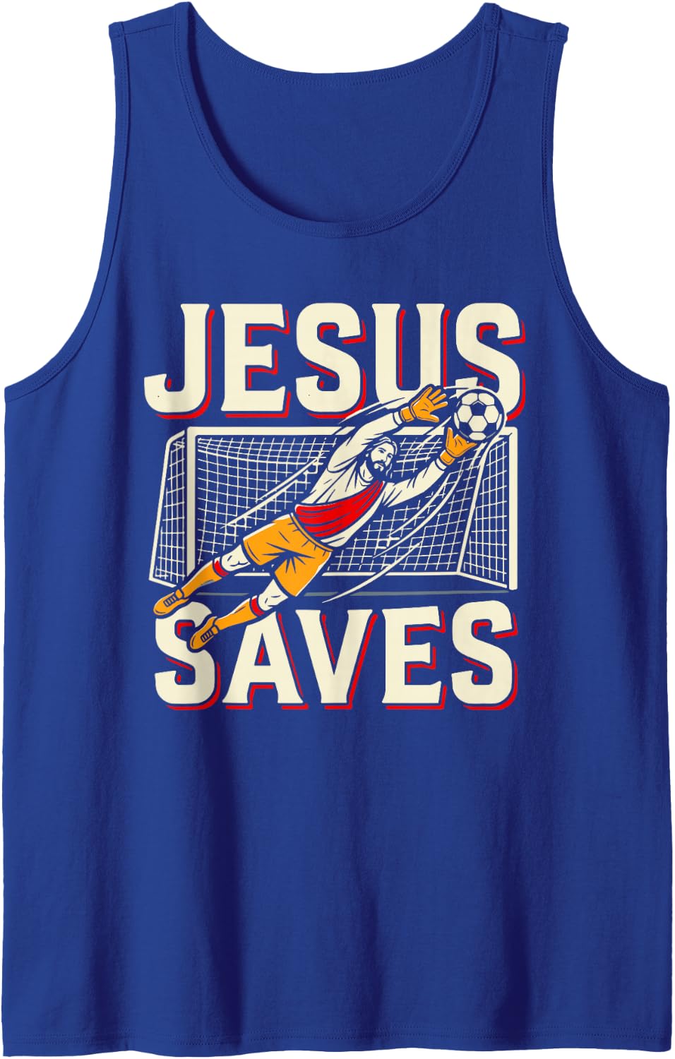 Jesus Saves Christian Soccer Goalkeeper Faith Sleeveless Tank Top - Royal Blue