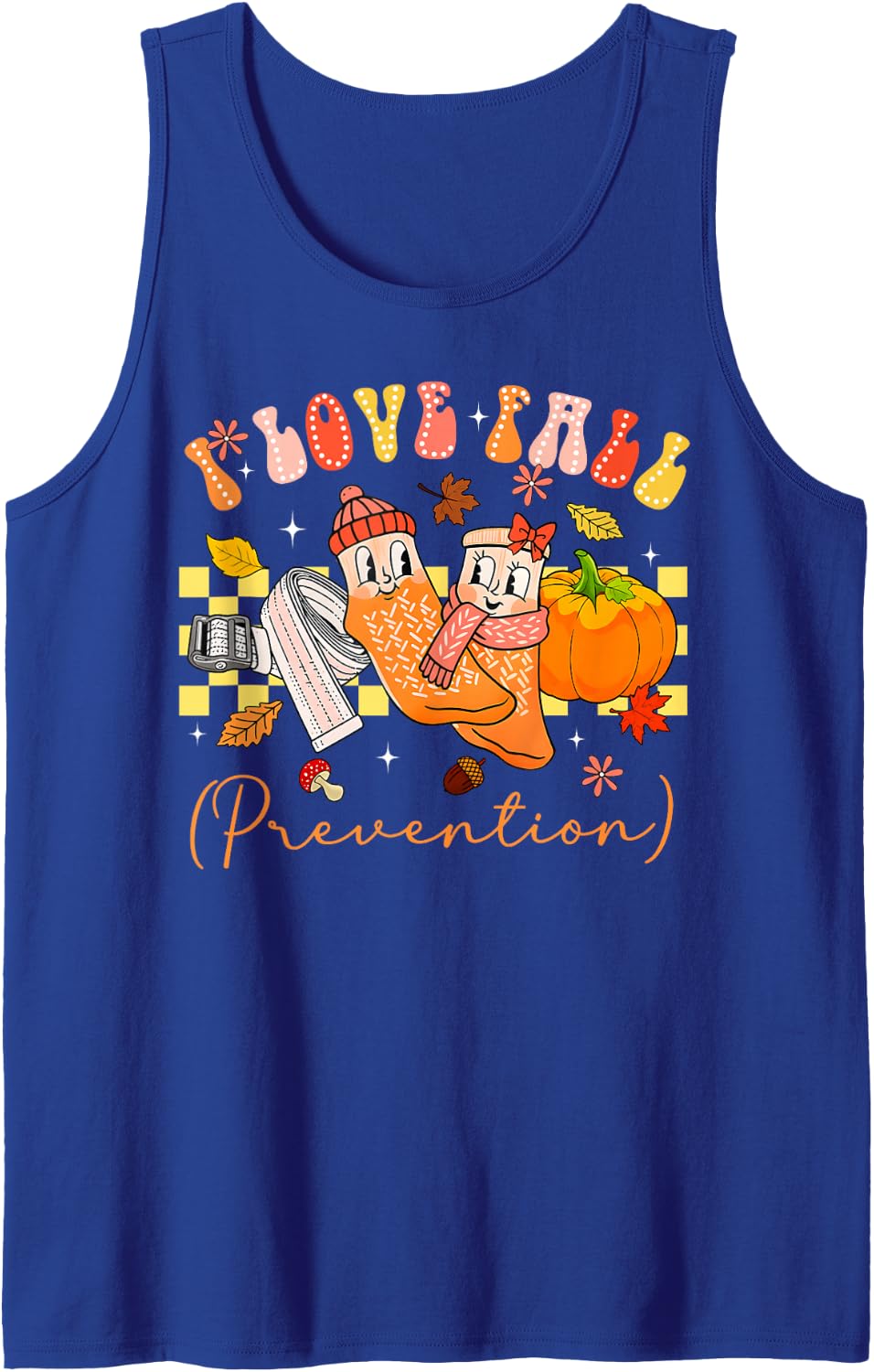 Fall Prevention I Love Fall Physical Therapy Groovy Tank Top - Royal Blue