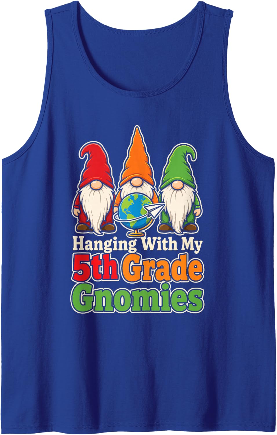 5th Grade Teacher Gnome Hanging with My Gnomies Sleeveless Tank Top - Royal Blue