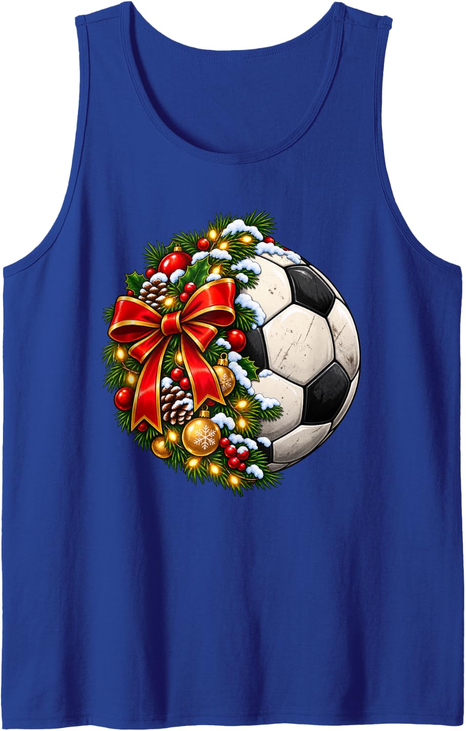 Soccer Ball Christmas Xmas Sleeveless Tank Top - Royal Blue