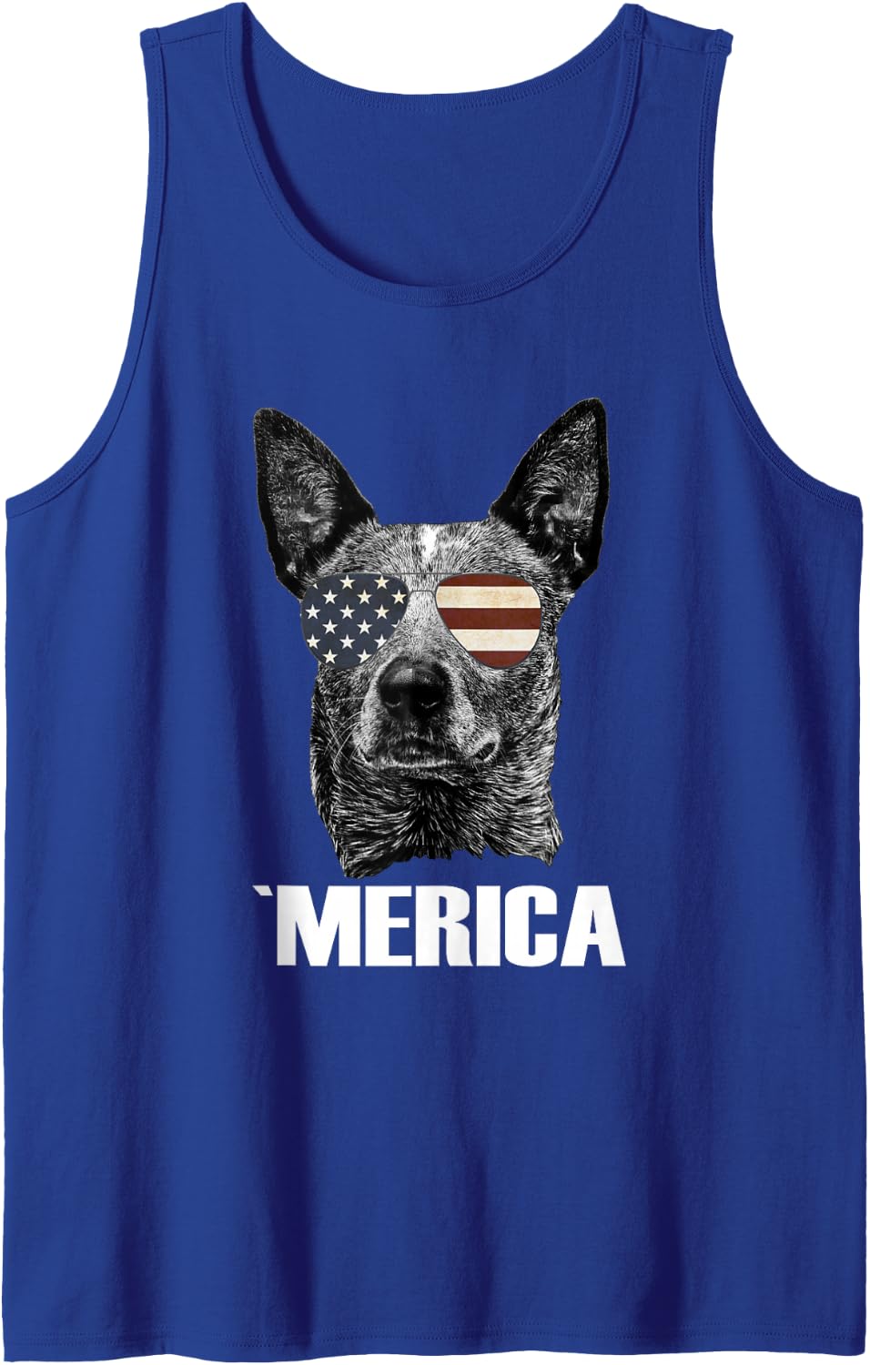 4th July Blue Heeler Dog Merica Patriotic USA Flag Cute Tank Top - Royal Blue