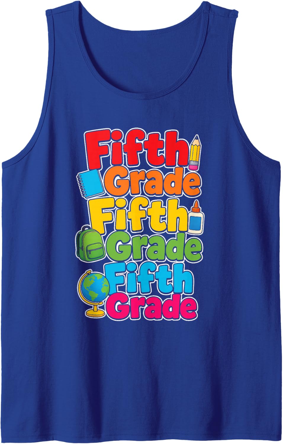 Fifth Grade Cheer First Day Back to School Boys Girls Sleeveless Tank Top - Royal Blue