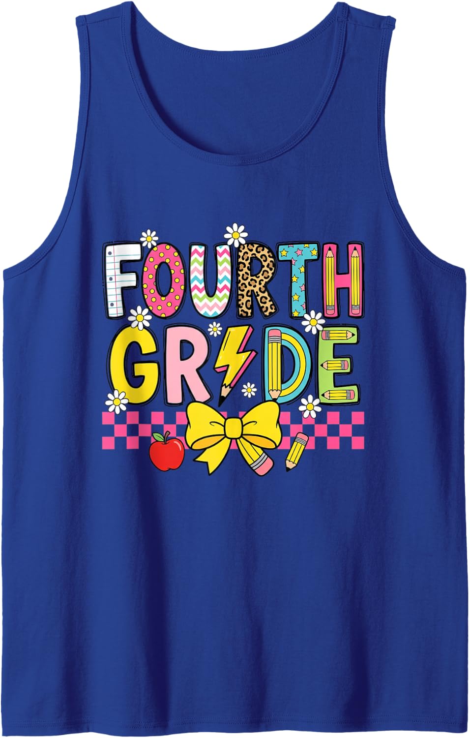 Fourth Grade Back to School Kids Student Elementary Sleeveless Tank Top - Royal Blue