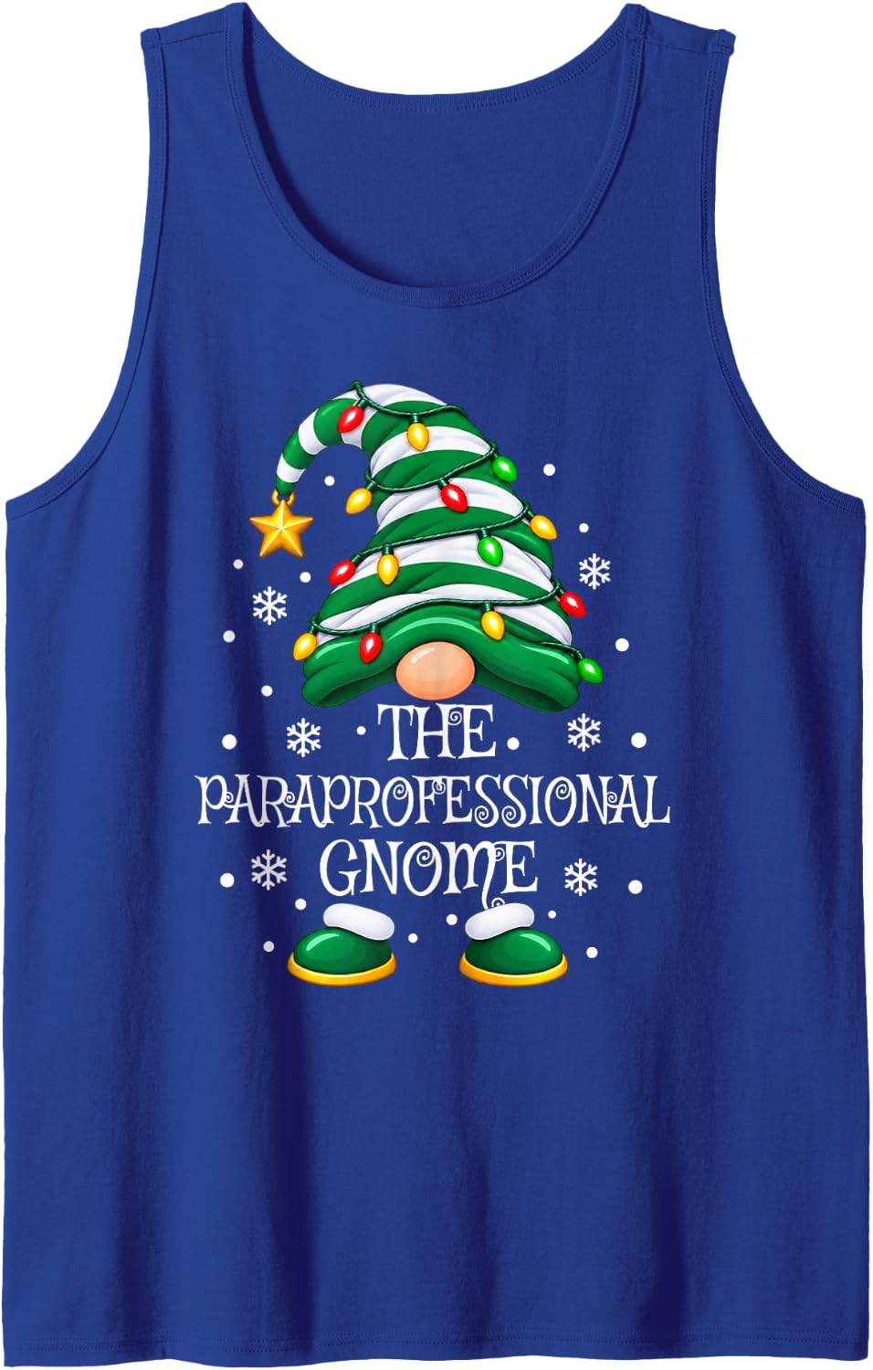 Paraprofessional Gnome Christmas Pajamas Matching Family Sleeveless Tank Top - Royal Blue