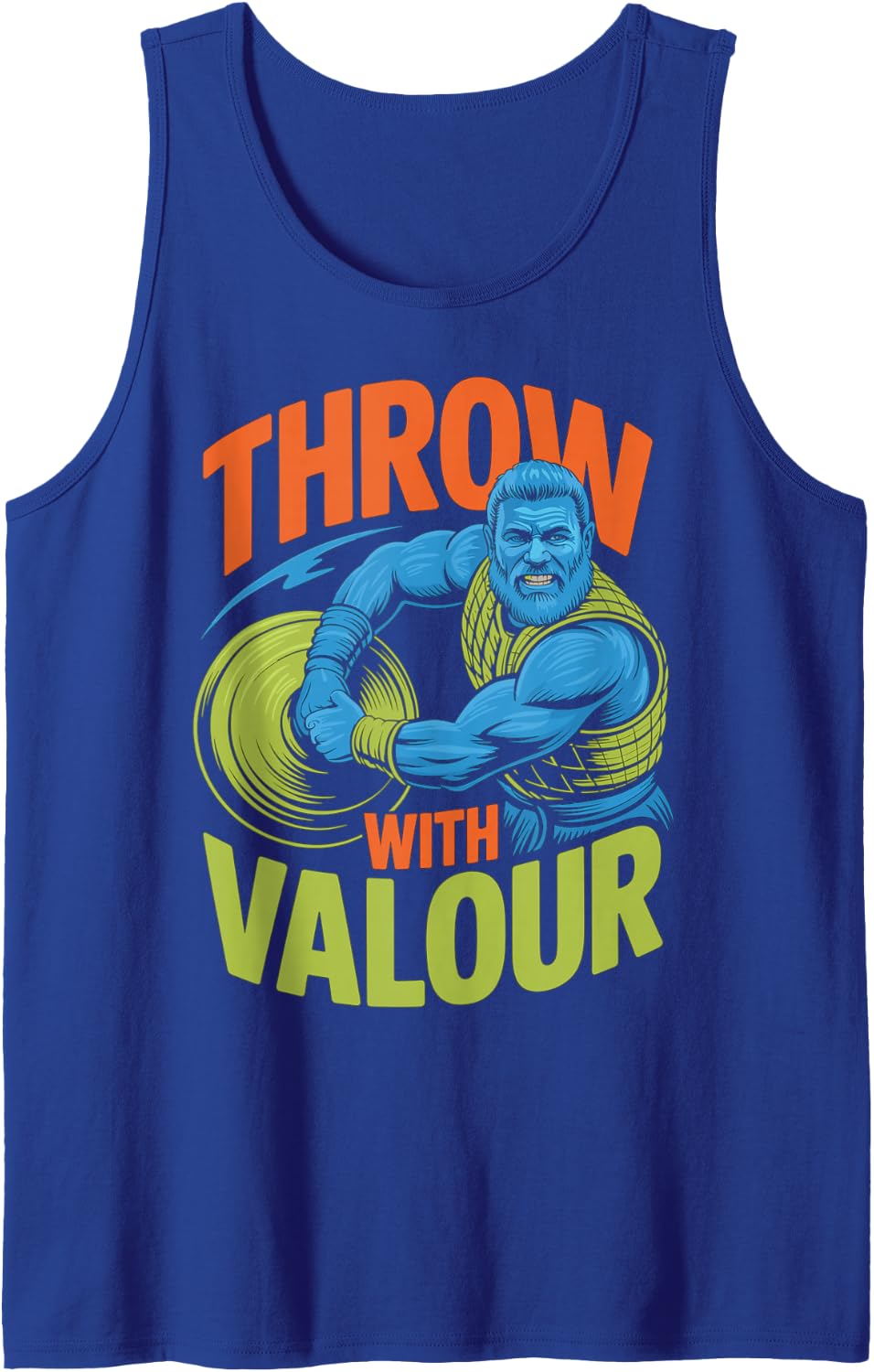 Throw with Valour Viking Warrior Design Sleeveless Tank Top - Royal Blue