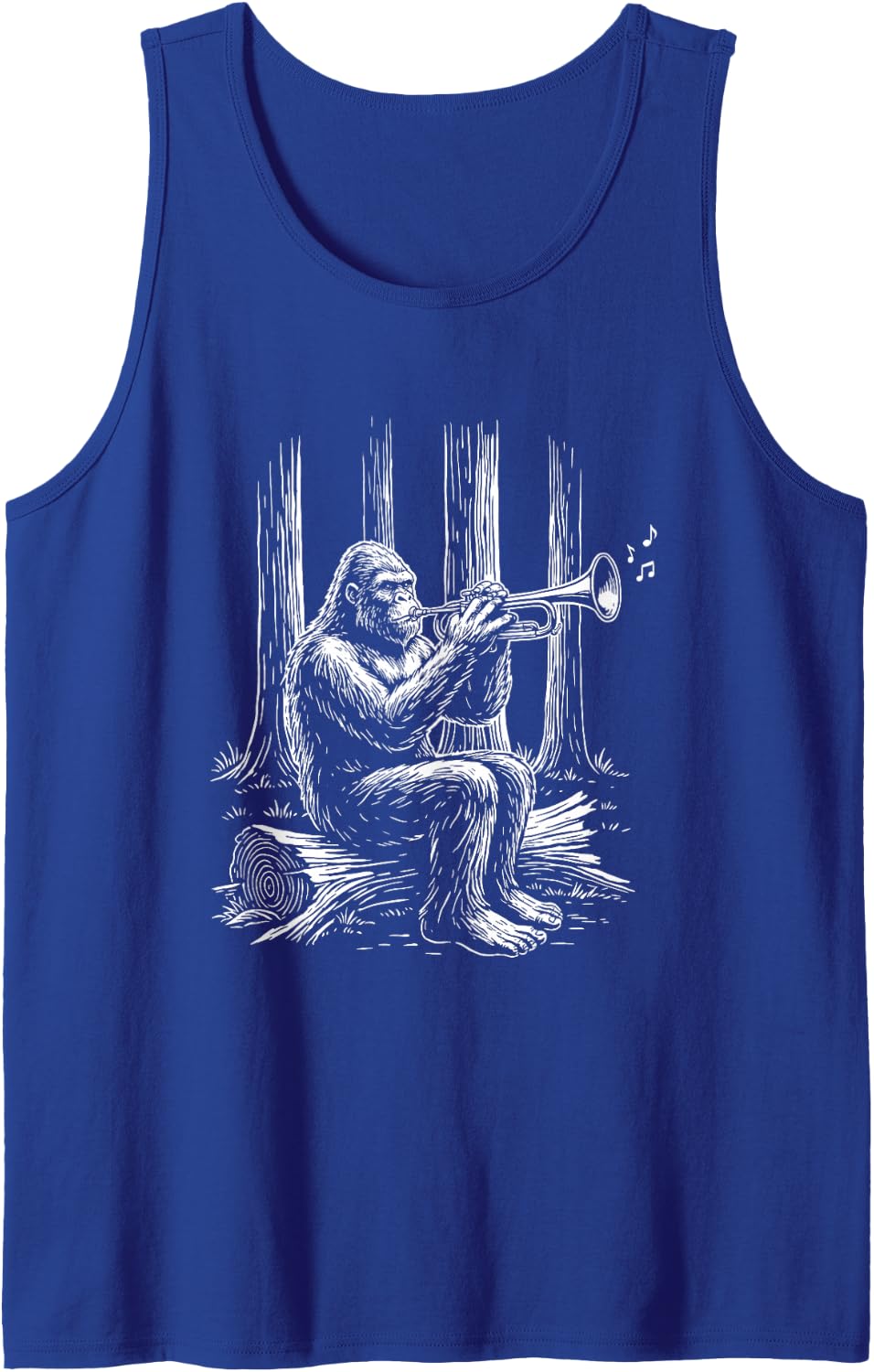 Grooves Trumpet Bigfoot Sasquatch Trumpeter Marching Band Sleeveless Tank Top - Royal Blue