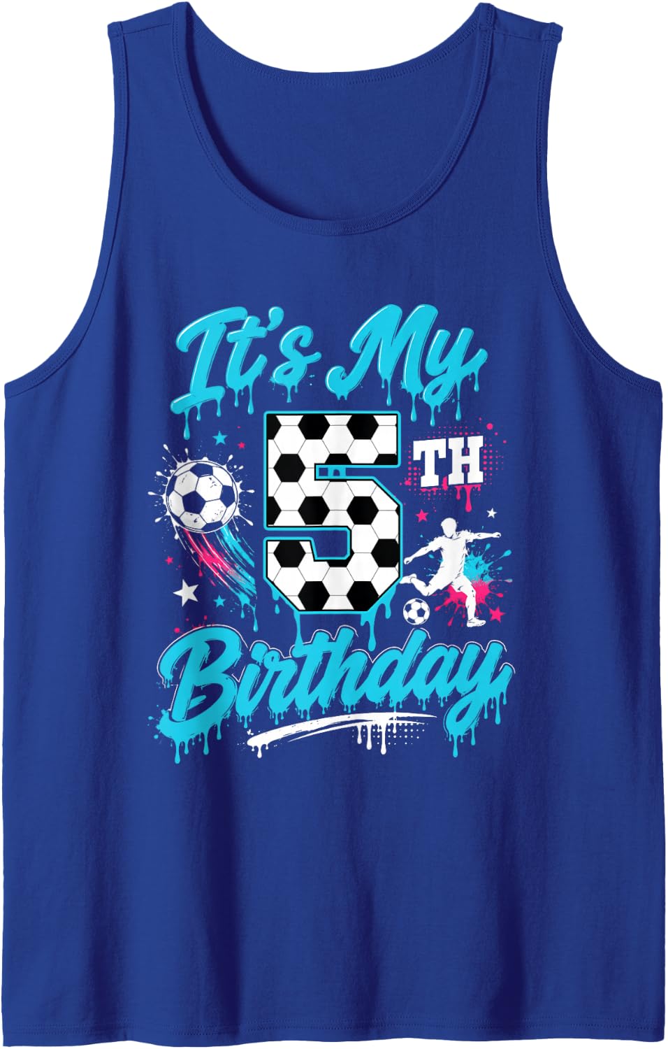 It's My 5th Birthday Sport Theme 5 Year Old Soccer Lover Tank Top - Royal Blue