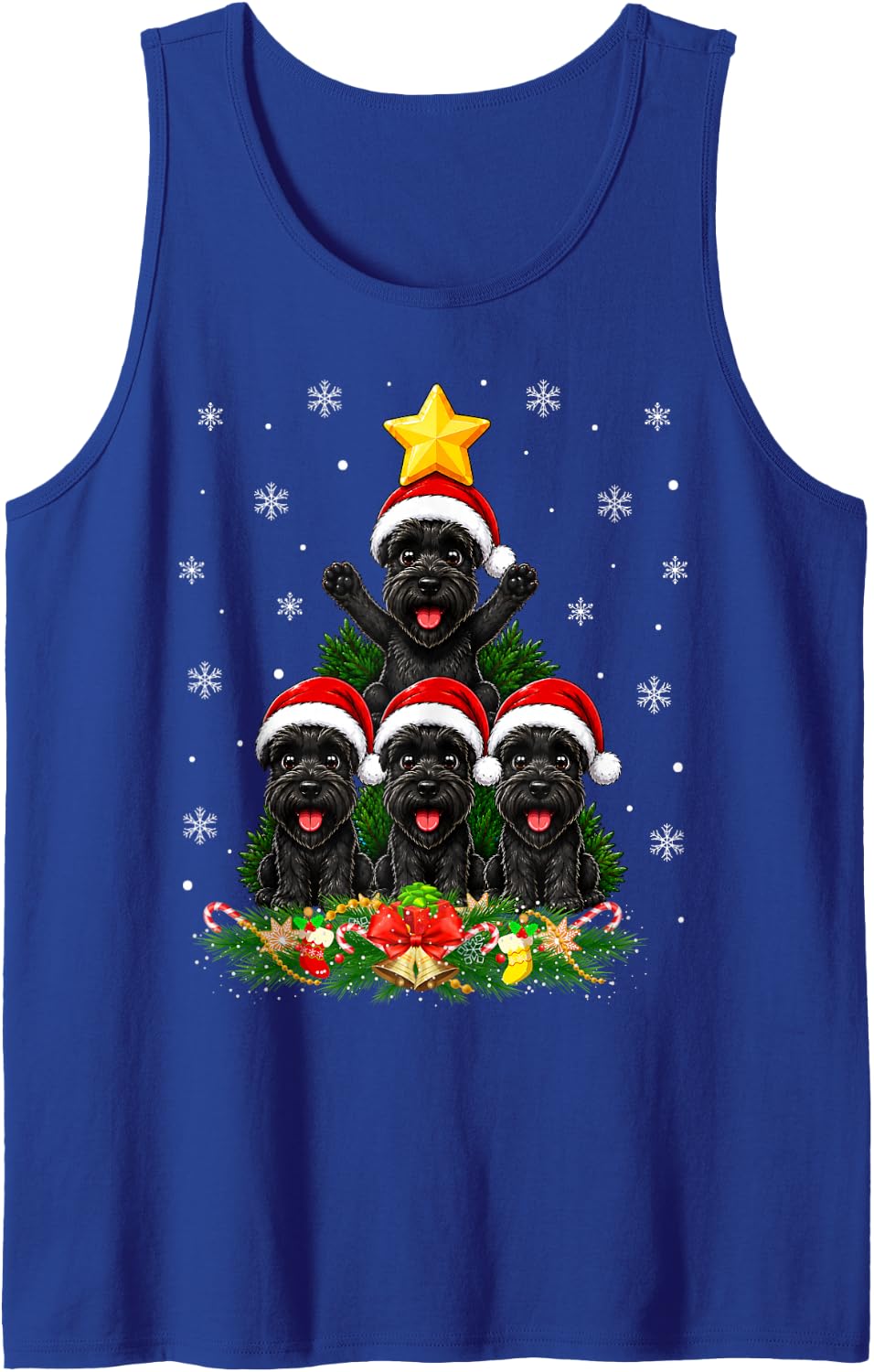 Cute Giant Schnauzer Dog Christmas Tree Festive Xmas Sleeveless Tank Top - Royal Blue