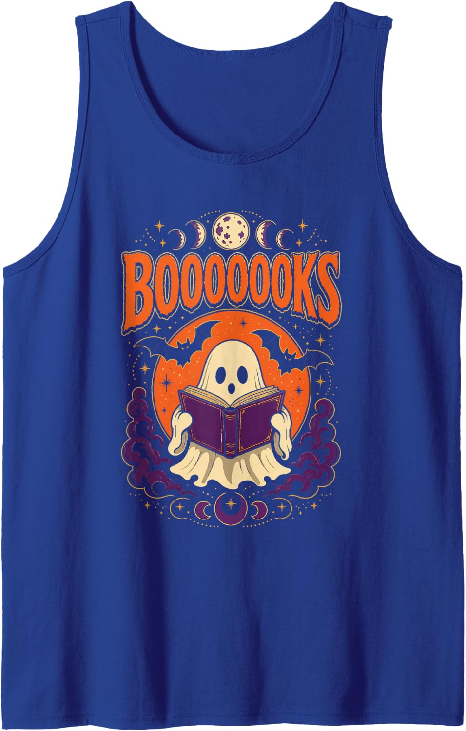 Book Lover Halloween Booooooks Ghost Reading Library Tank Top - Royal Blue