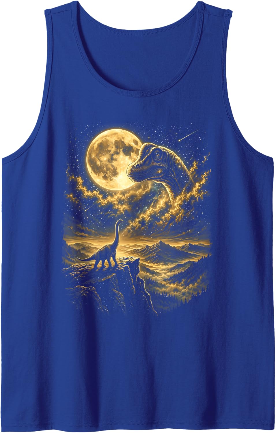 Brachiosaurus Howling to The Moon Meme Howl At Moon Sleeveless Tank Top - Royal Blue