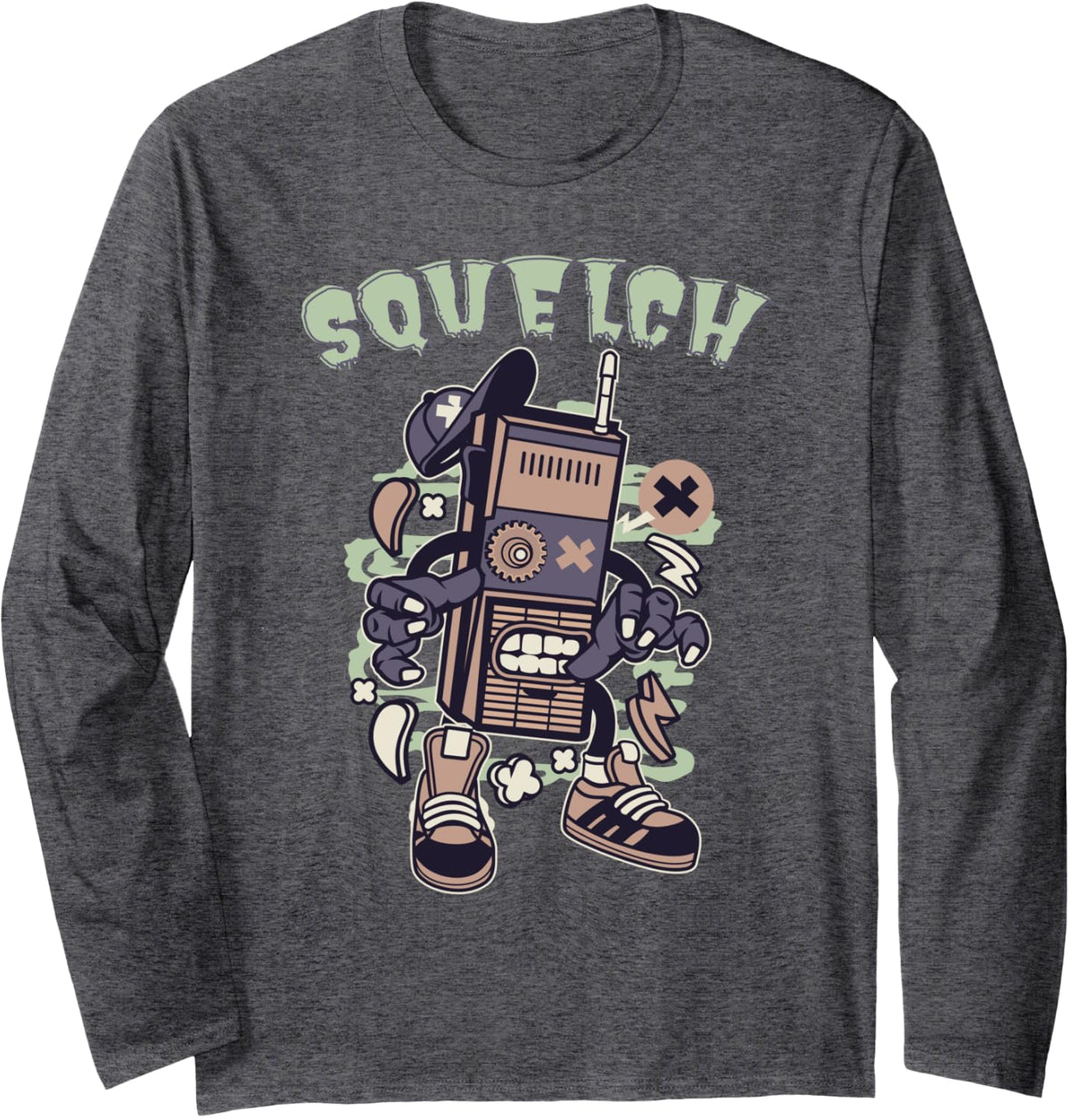 Walkie Talkie Handy Talkie Radio Operator Funny HAM Radio Long Sleeve T-Shirt - Adult Unisex Dark Heather Grey