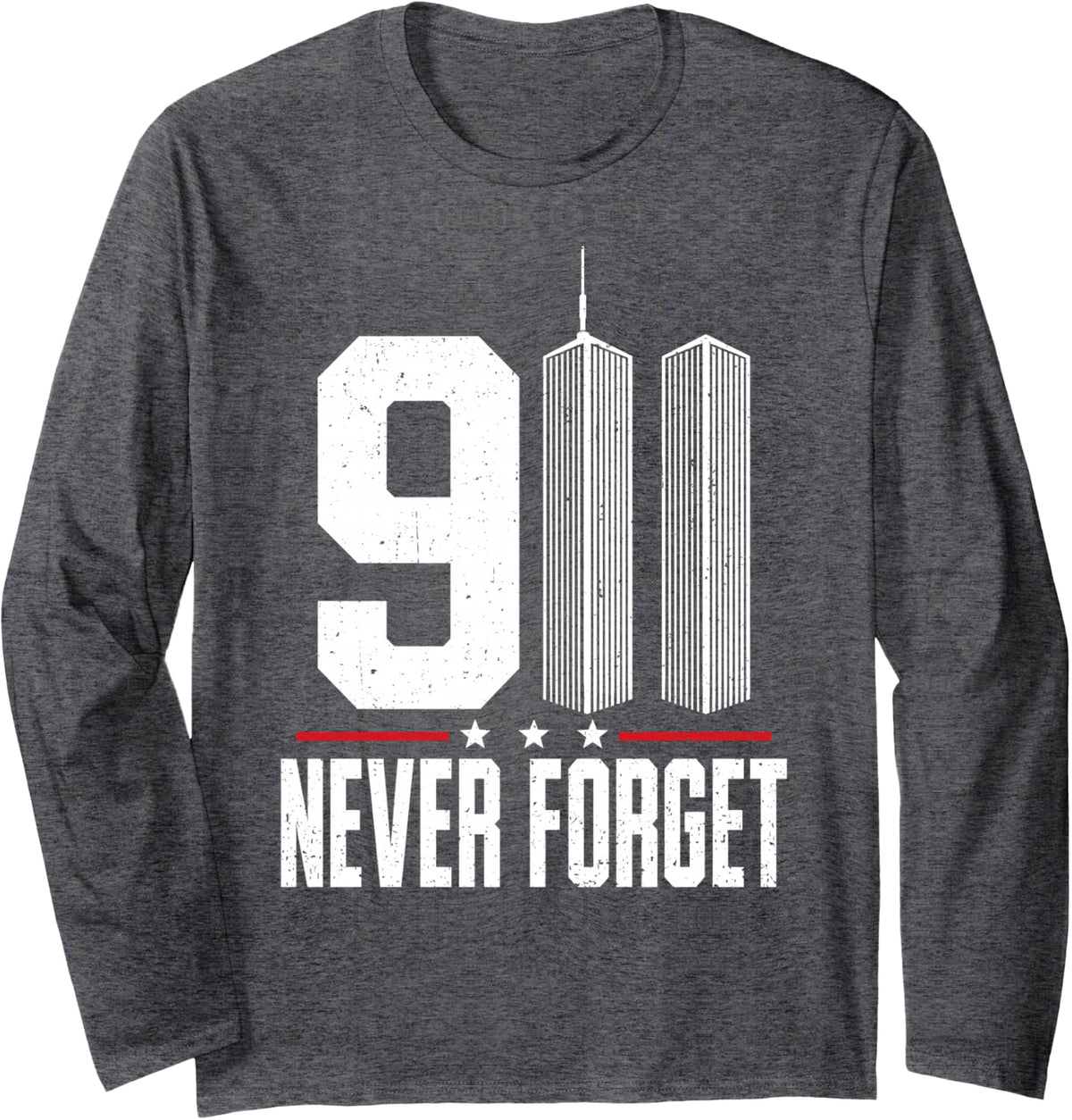Retro Remember Honor Unite 25th Anniversary 9 11 Long Sleeve T-Shirt - Adult Unisex Dark Heather Grey