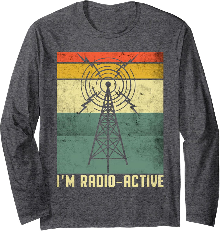 My Antenna Is Bigger Than Yours Funny Ham Radio Long Sleeve T-Shirt - Adult Unisex Dark Heather Grey