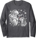 Basenji Santa Boo-p Nose Touch Christmas Dog Lover Long Sleeve T-Shirt - Adult Unisex Dark Heather Grey