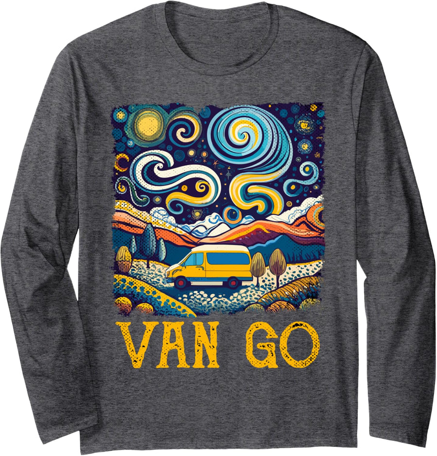 Retro Vintage Vanlife Accessories Funny Van Life Long Sleeve T-Shirt - Adult Unisex Dark Heather Grey