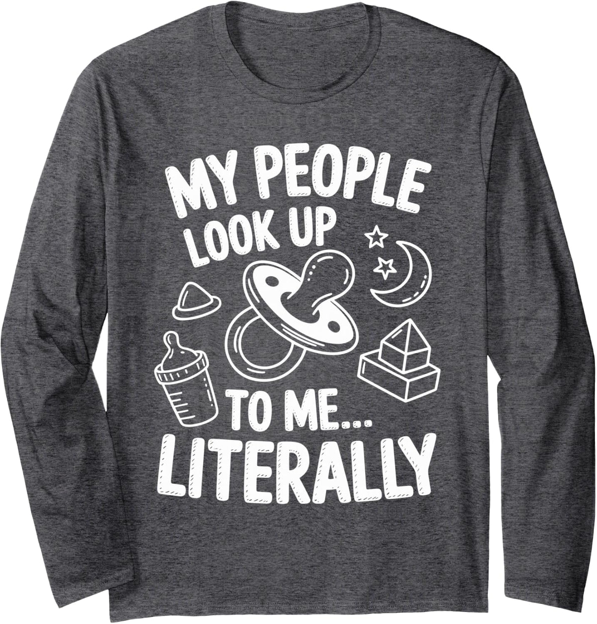 Funny Daycare Teacher Childcare Provider Long Sleeve T-Shirt - Adult Unisex Dark Heather Grey