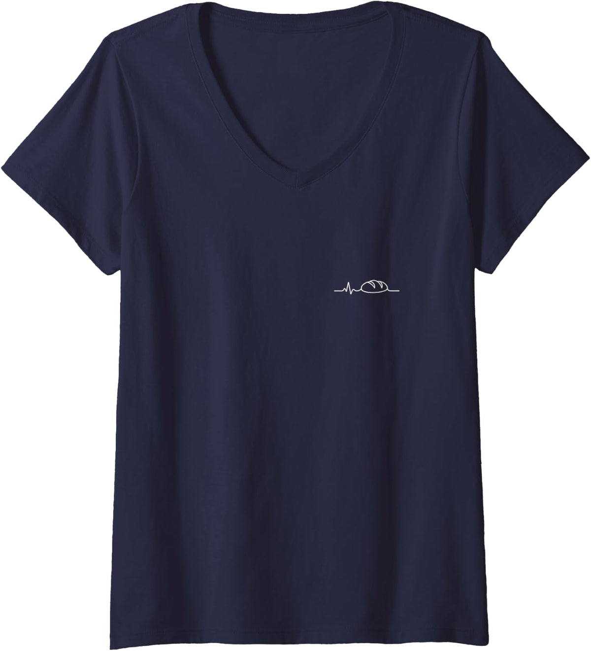 Women's Sourdough Baking Heartbeat Minimalist Baker Design V-Neck T-Shirt - Navy Blue