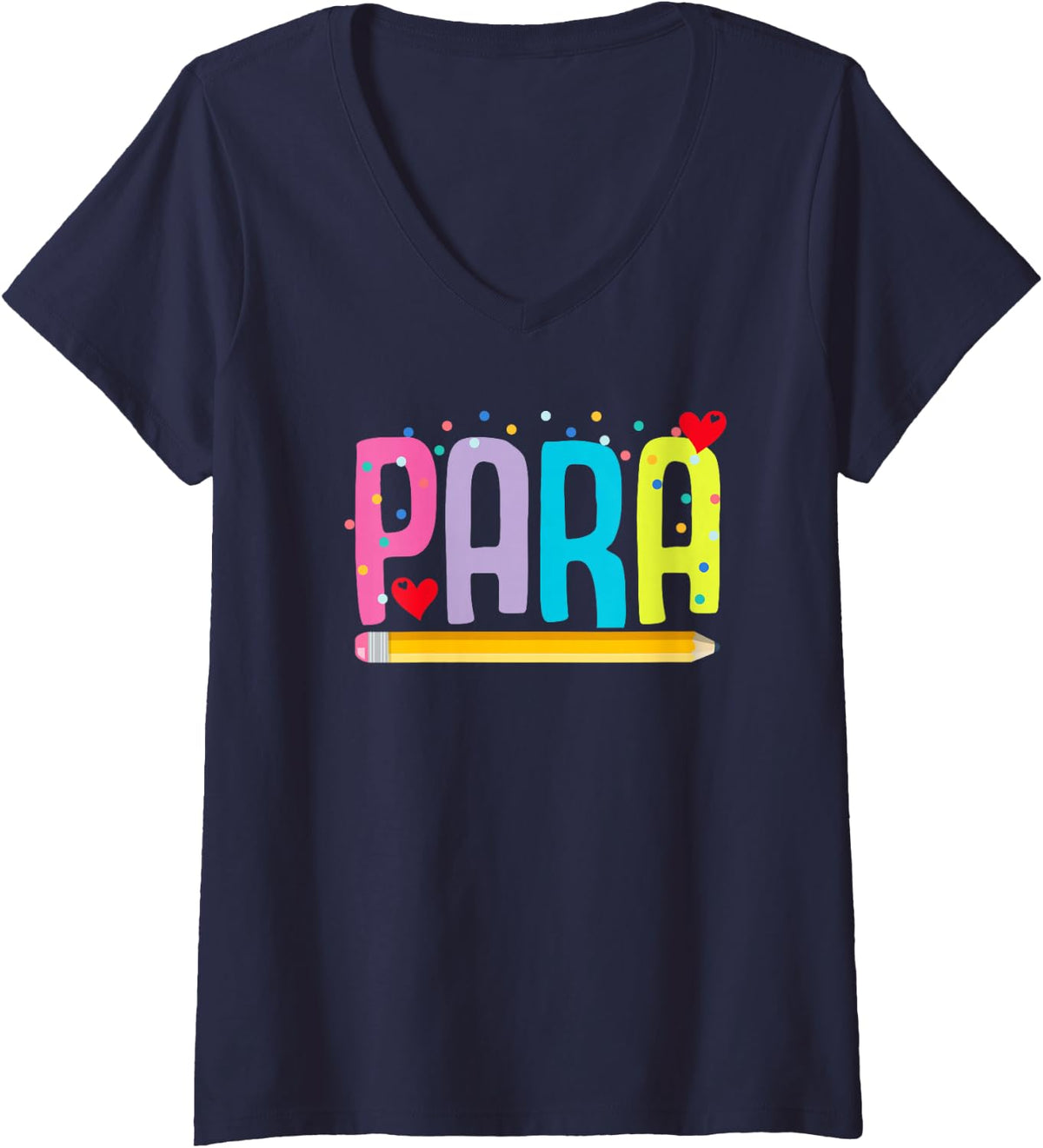 Women's para Paraprofessional Paraeducator Teacher's Aide V-Neck T-Shirt - Navy Blue