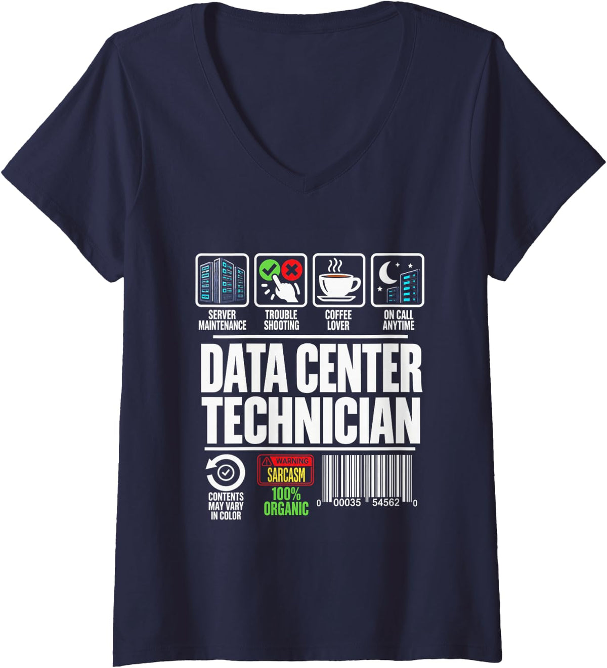 Women's Data Center Technician Server Maintenance On Call IT Humor V-Neck T-Shirt - Navy Blue