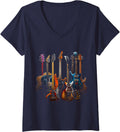 Women's Guitars guitarists gift V-Neck T-Shirt - Navy Blue