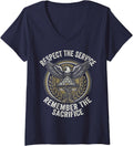 Women's Proud Veteran Appreciation Military Soldier Veterans Day V-Neck T-Shirt - Navy Blue