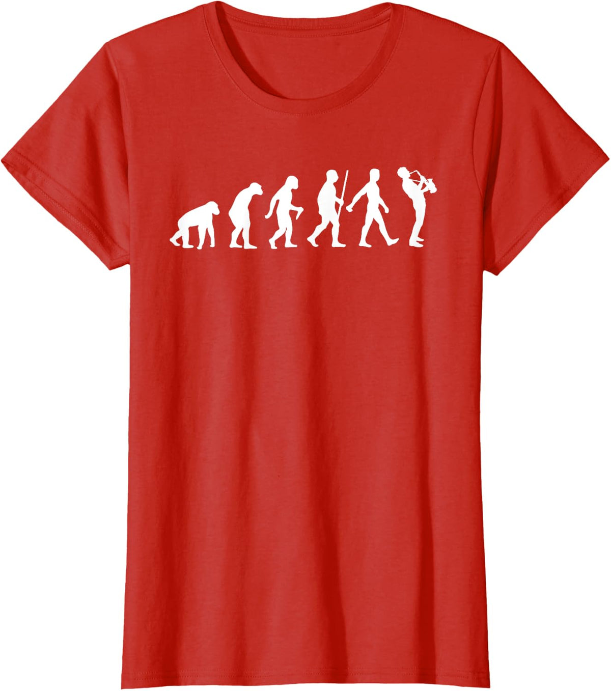 Cool Saxophone For Men Women Jazz Band Musician Evolution T-Shirt - Red
