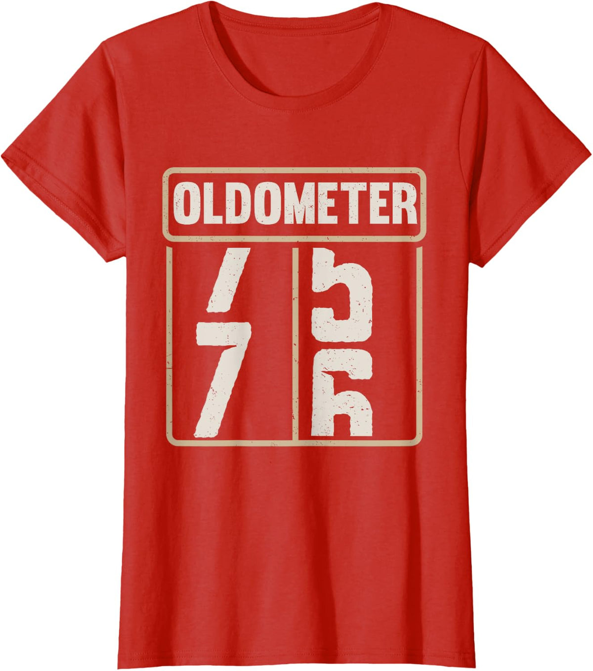 Oldometer 75-76 Funny Birthday Live Legend Turning 76 His/He T-Shirt - Red