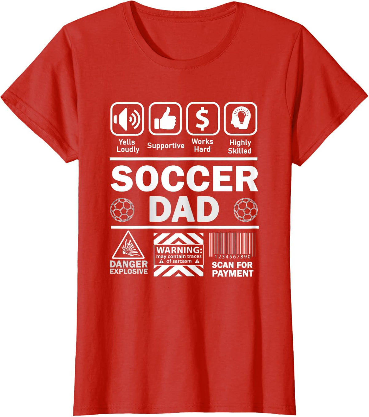 Soccer Dad Shirt Funny Contents of Sports Father Tee T-Shirt for Men - Red