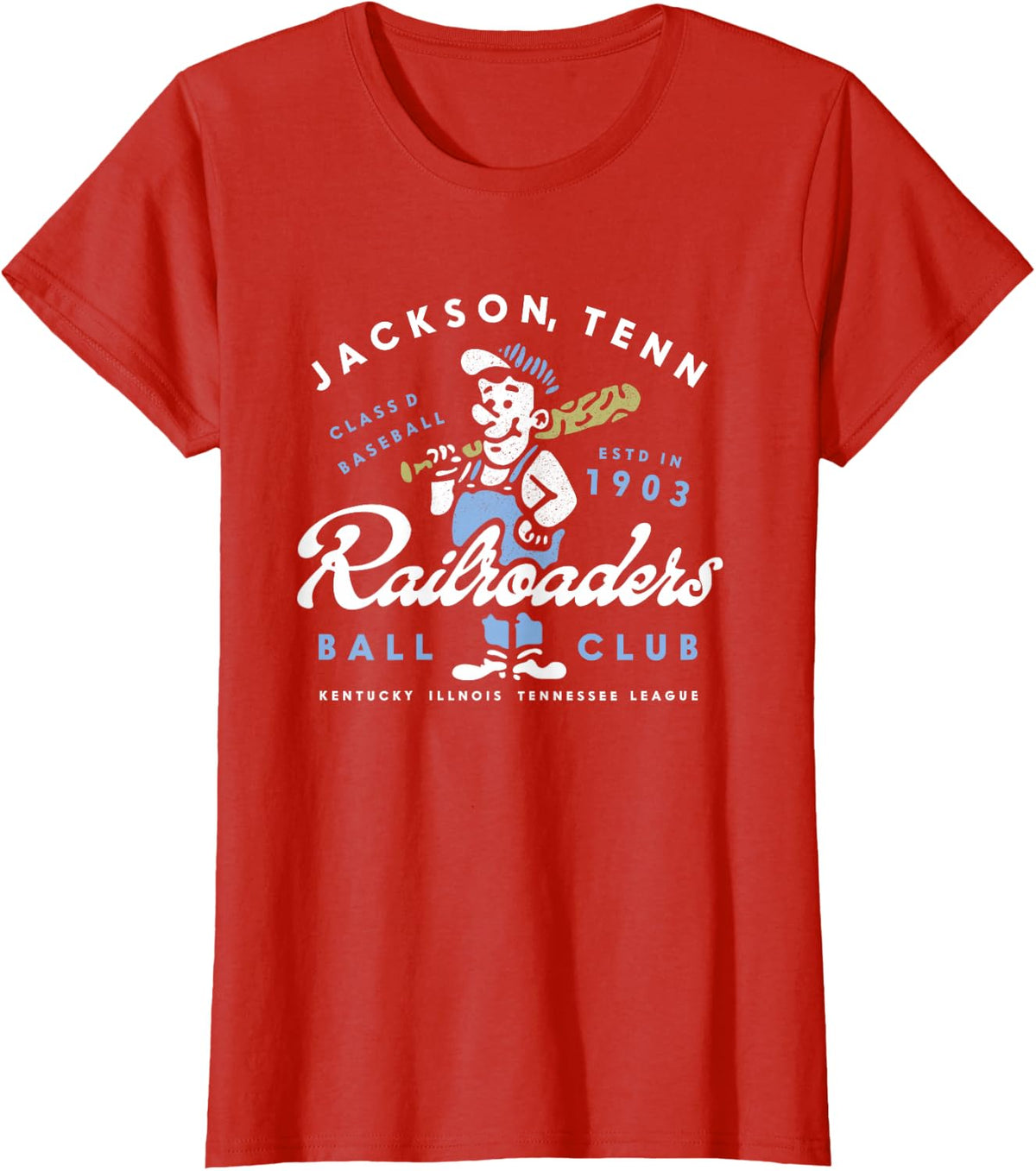 Jackson Railroaders Tennessee Vintage Defunct Baseball T-Shirt - Red