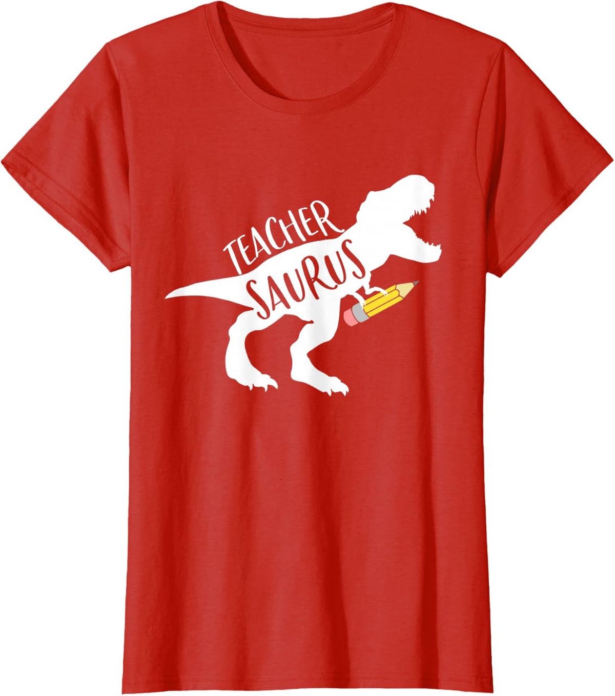 Womens Dinosaur Teacher Shirt Teachersaurus Rex Funny Dino Gift T-Shirt - Red