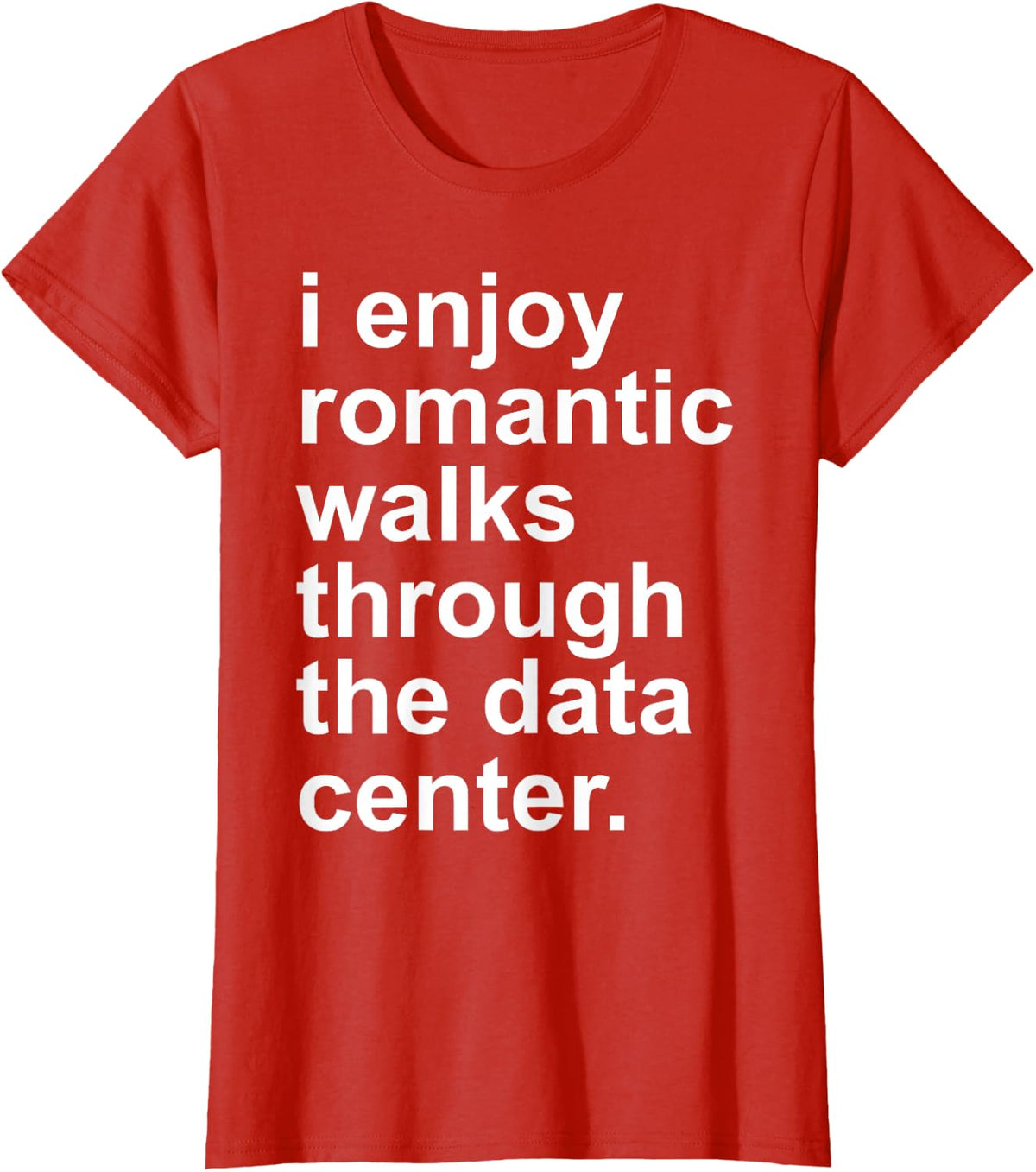 I Enjoy Romantic Walks Through The Data Center Funny AI Pun T-Shirt - Red