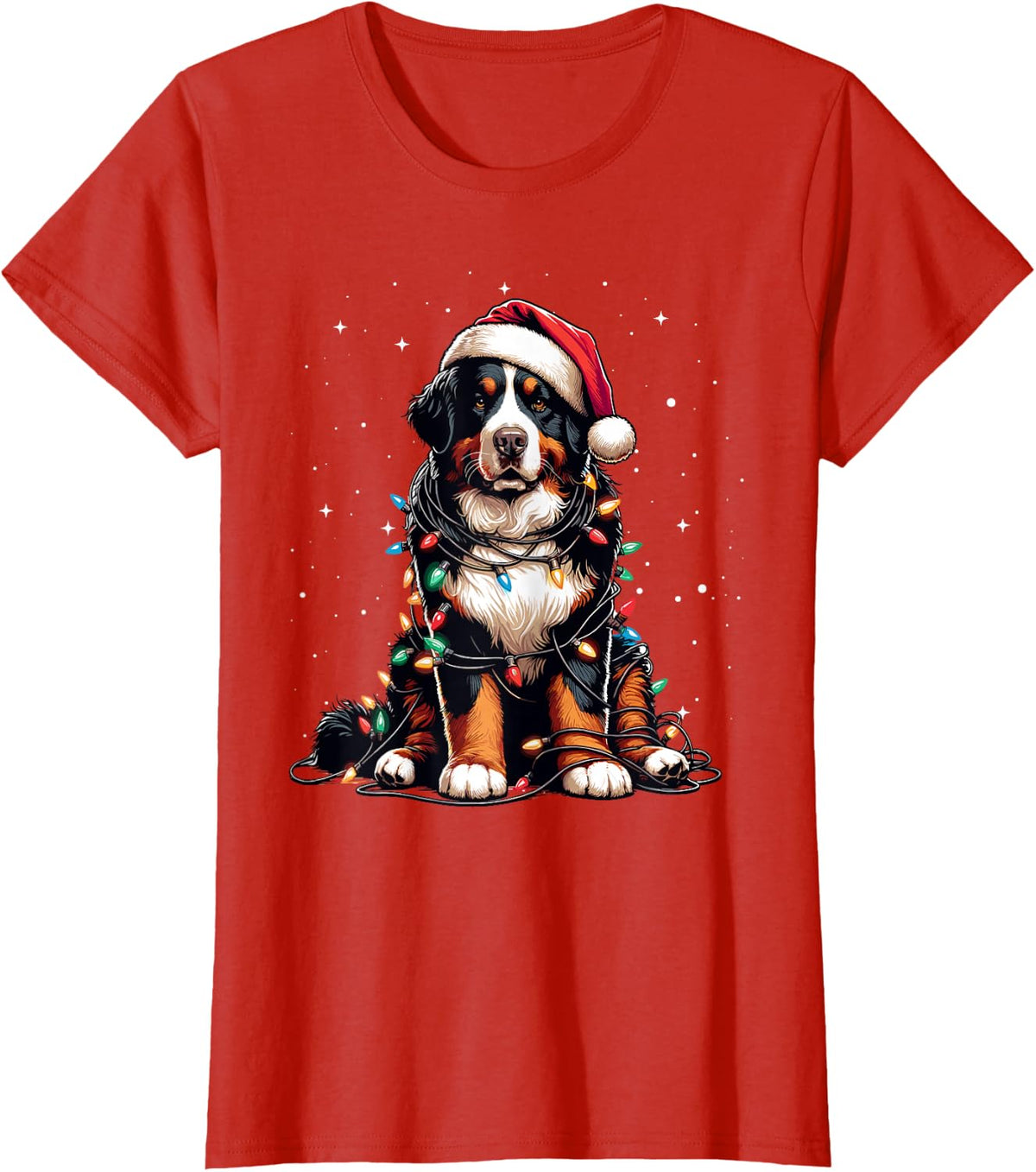 Bernese Mountain Dog Christmas Funny Santa Hat Berner Owner T-Shirt - Red