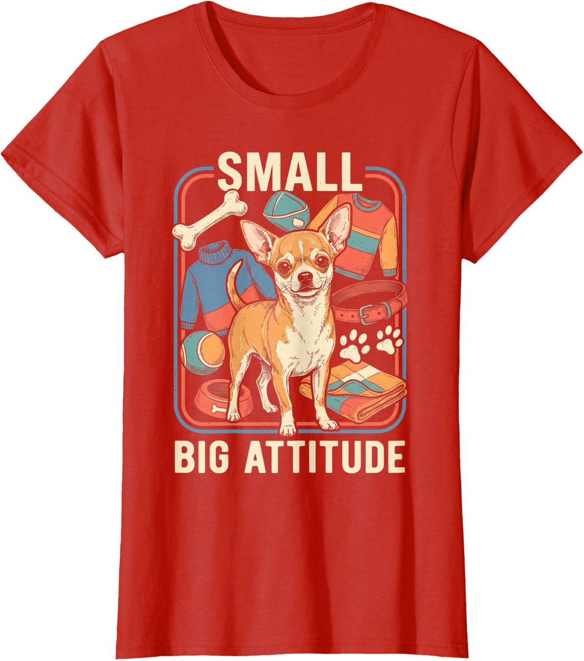 Chihuahua Dog Lover Vintage Poster T-Shirt - Red