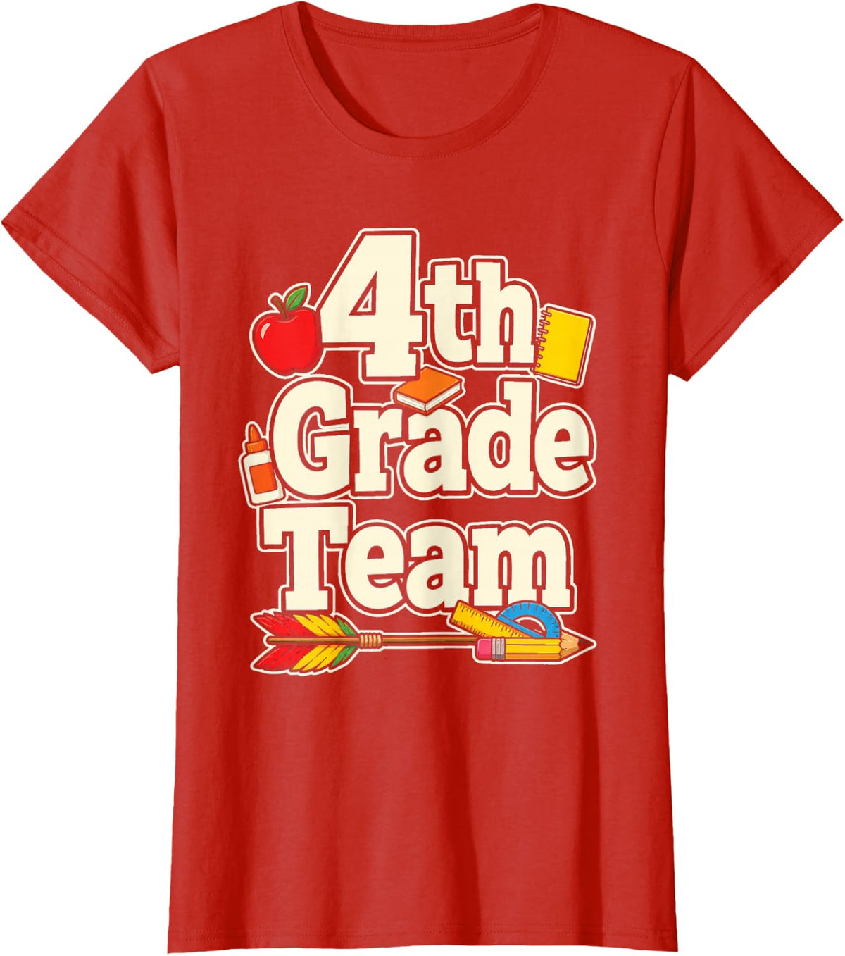 4th Grade Team Fourth Teacher Elementary School Squad T-Shirt - Red