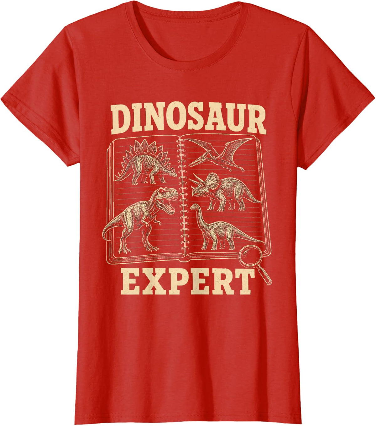 Dinosaur Expert T Rex Triceratops Stegosaurus Gifts for Kids T-Shirt - Red