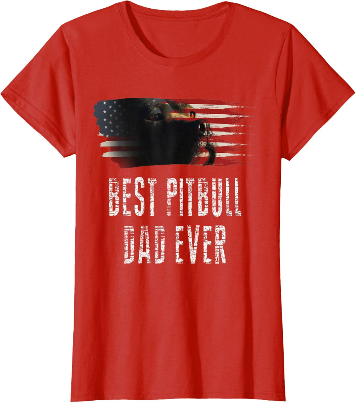 Pibull American Flag Best Pitbull Dad Ever Father T-shirt T-Shirt - Red