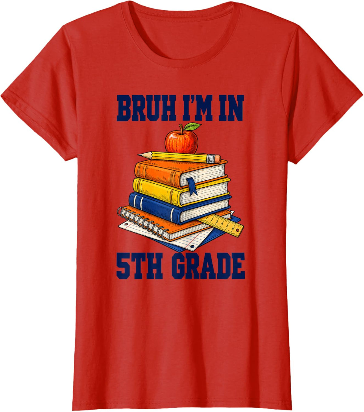 Bruh I'm in 5TH Grade Funny Back to School Boys T-Shirt - Red
