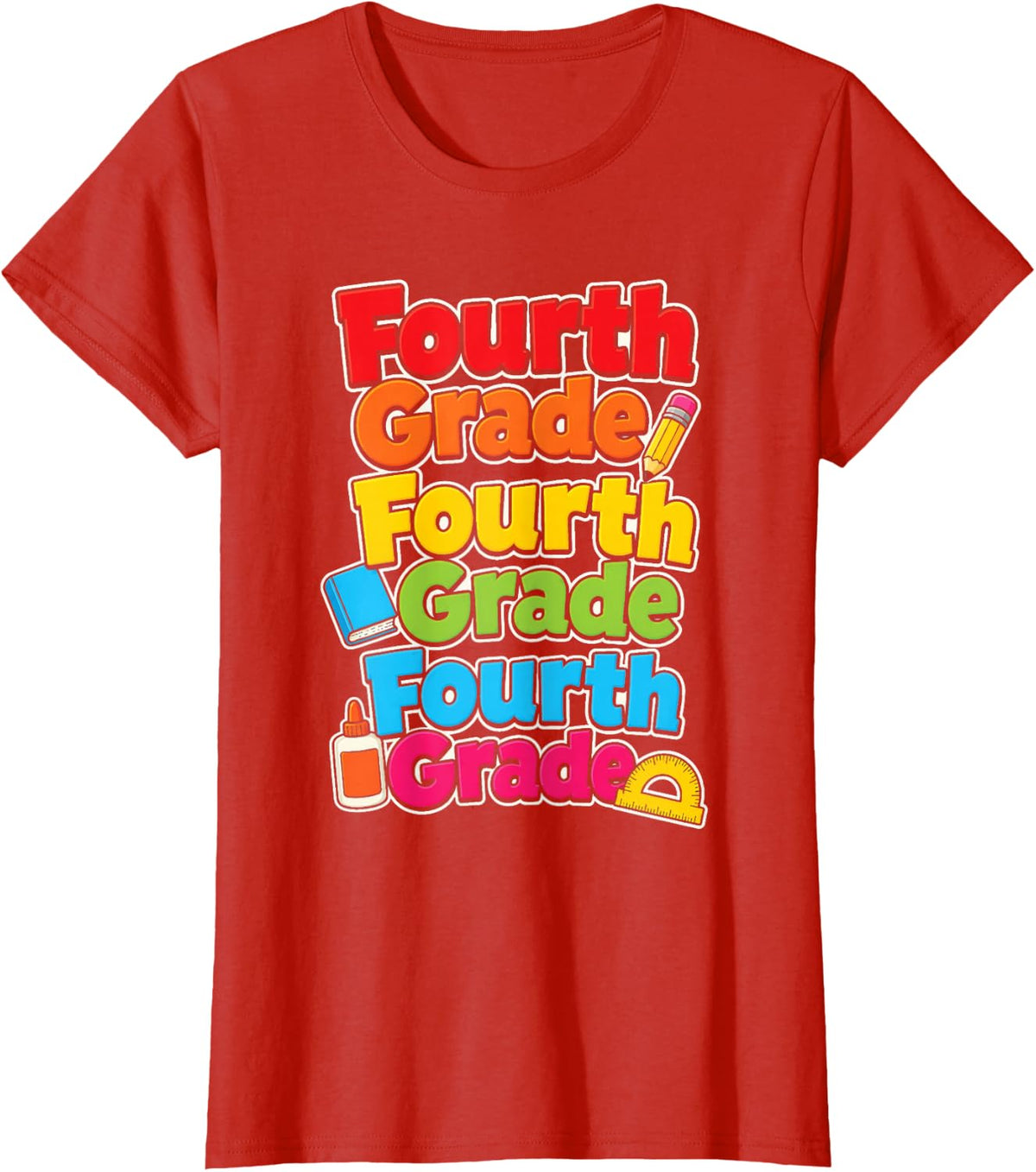 Fourth Grade Chant Elementary School Kids First Day T-Shirt - Red