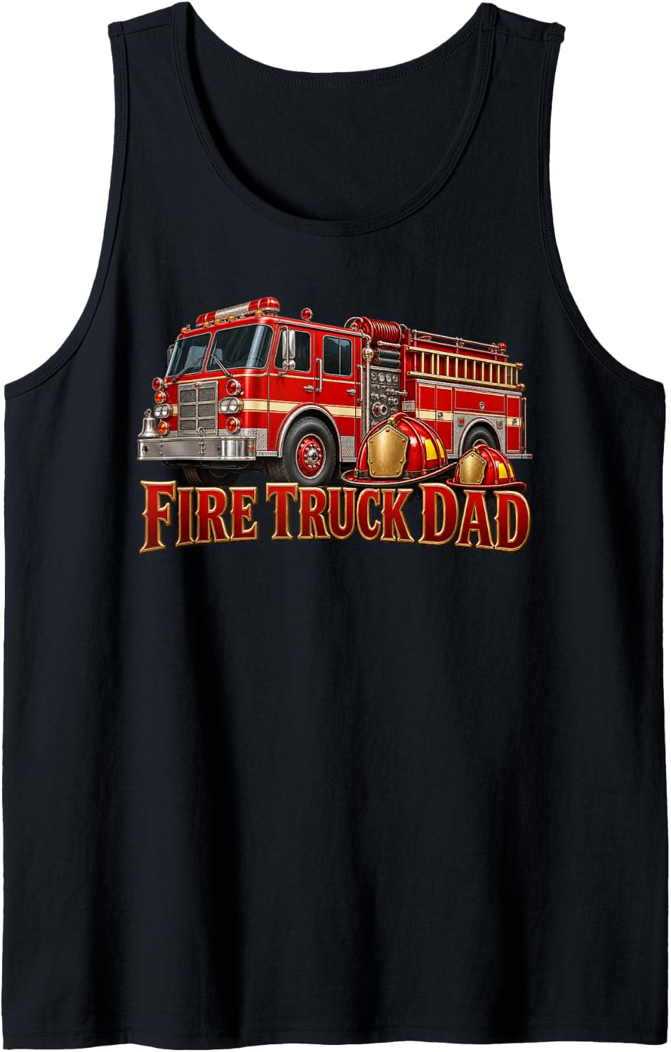 Men's Firefighter Outfits Fireman Father Wee Woo Fire Truck Dad Sleeveless Tank Top - Black