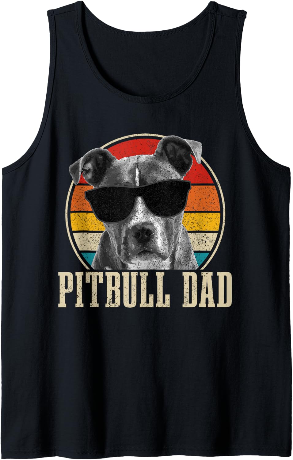 Mens Pitbull Dad Vintage Sunglasses Funny Dog Owner Tank Top - Black
