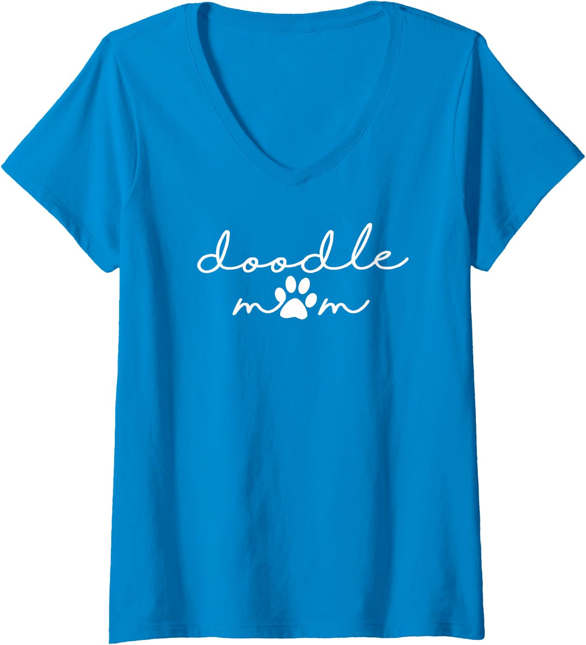 Womens Doodle Mom V-Neck T-Shirt - Sapphire Blue