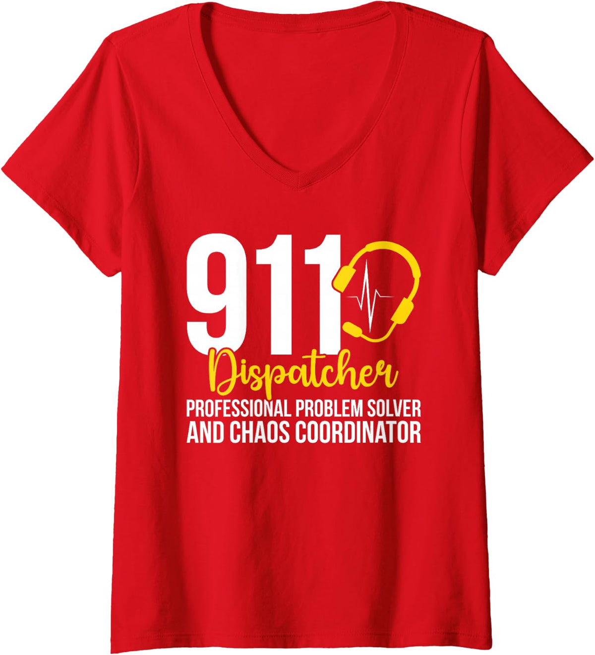Women's 911 Dispatcher Definition 911 Emergency Dispatcher V-Neck T-Shirt - Red