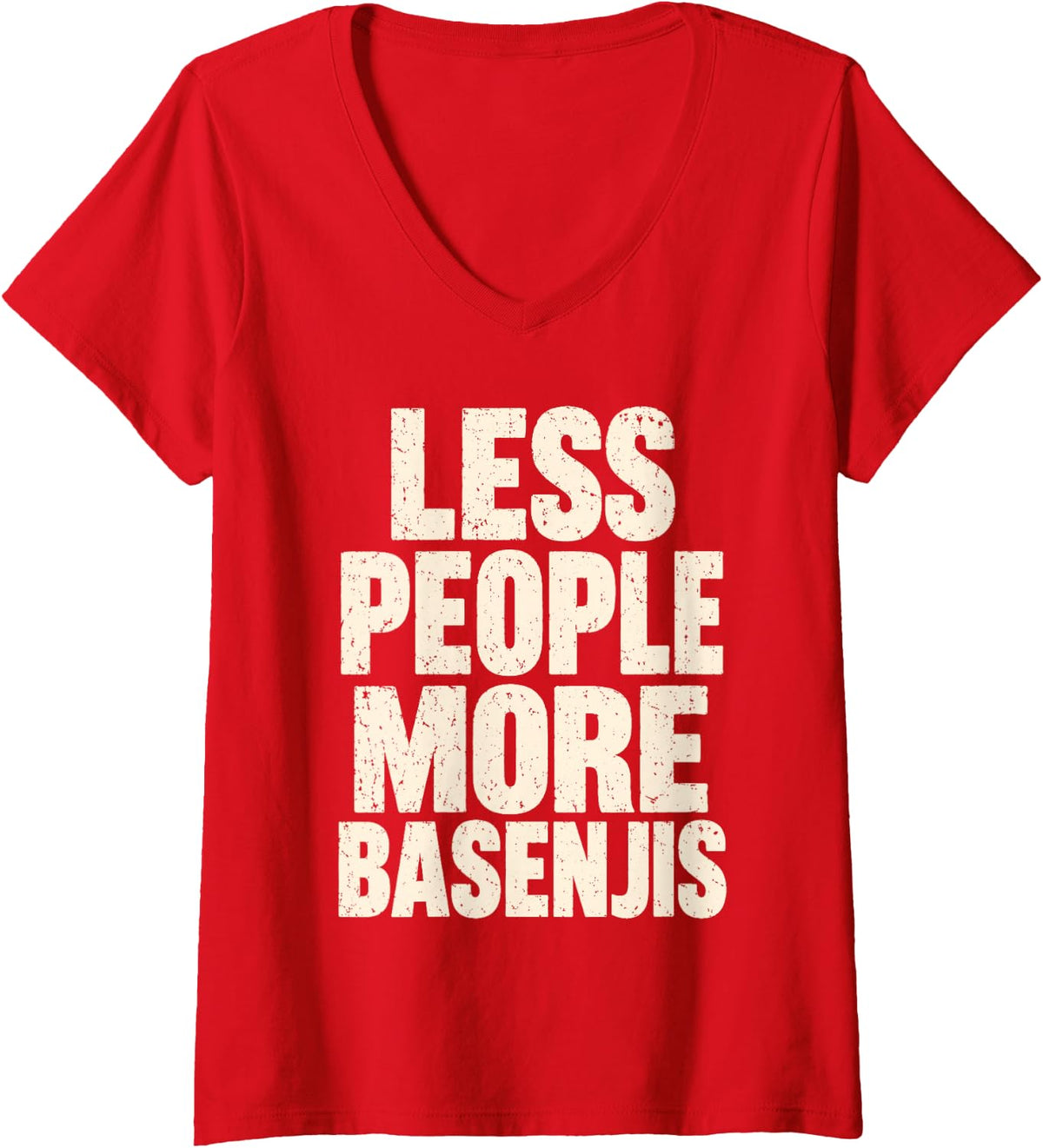 Women's Less People More Basenjis Dog Lover V-Neck T-Shirt - Red