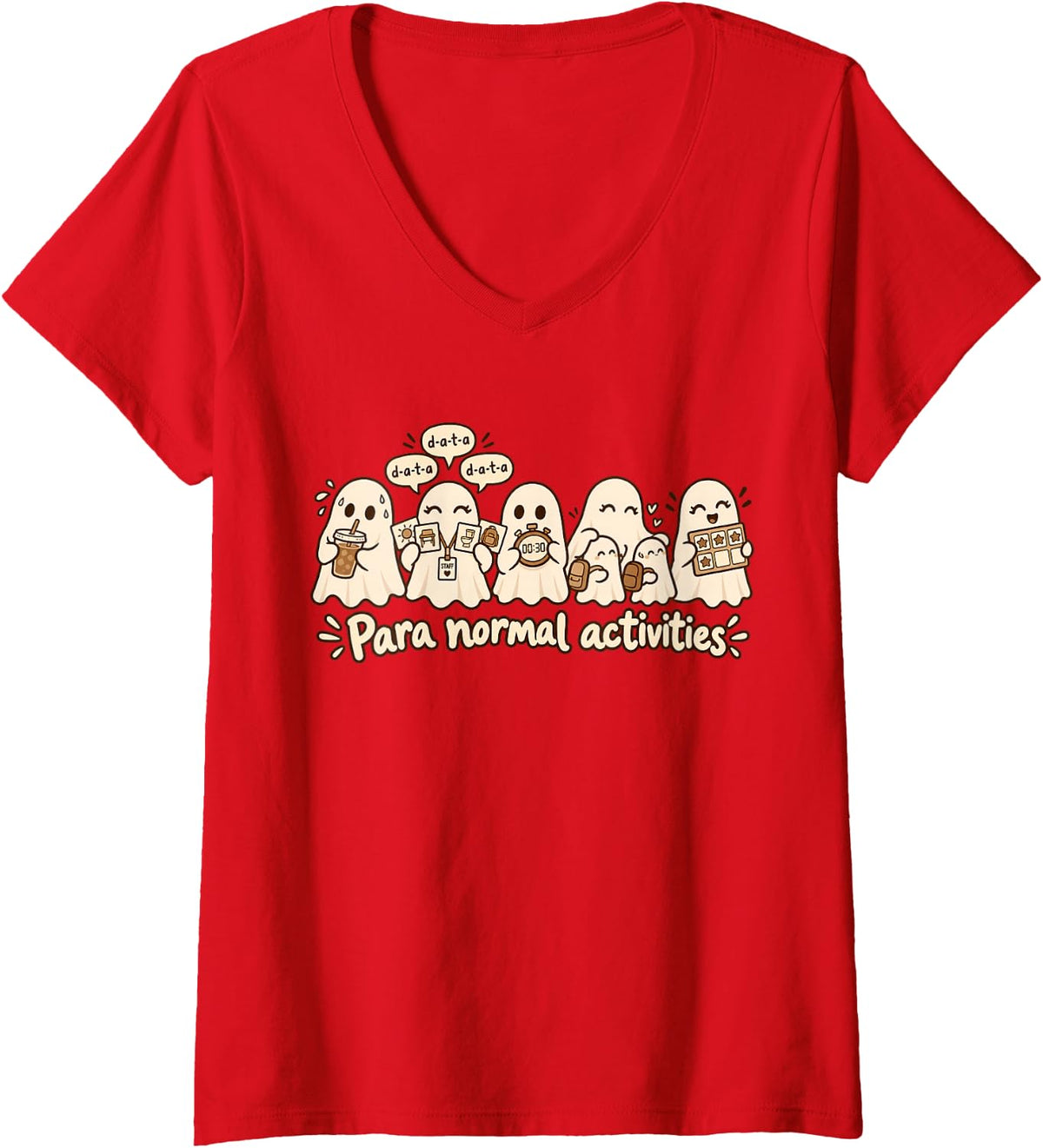 Women's para Normal Activities Paraprofessional Assistant Data SPED V-Neck T-Shirt - Red