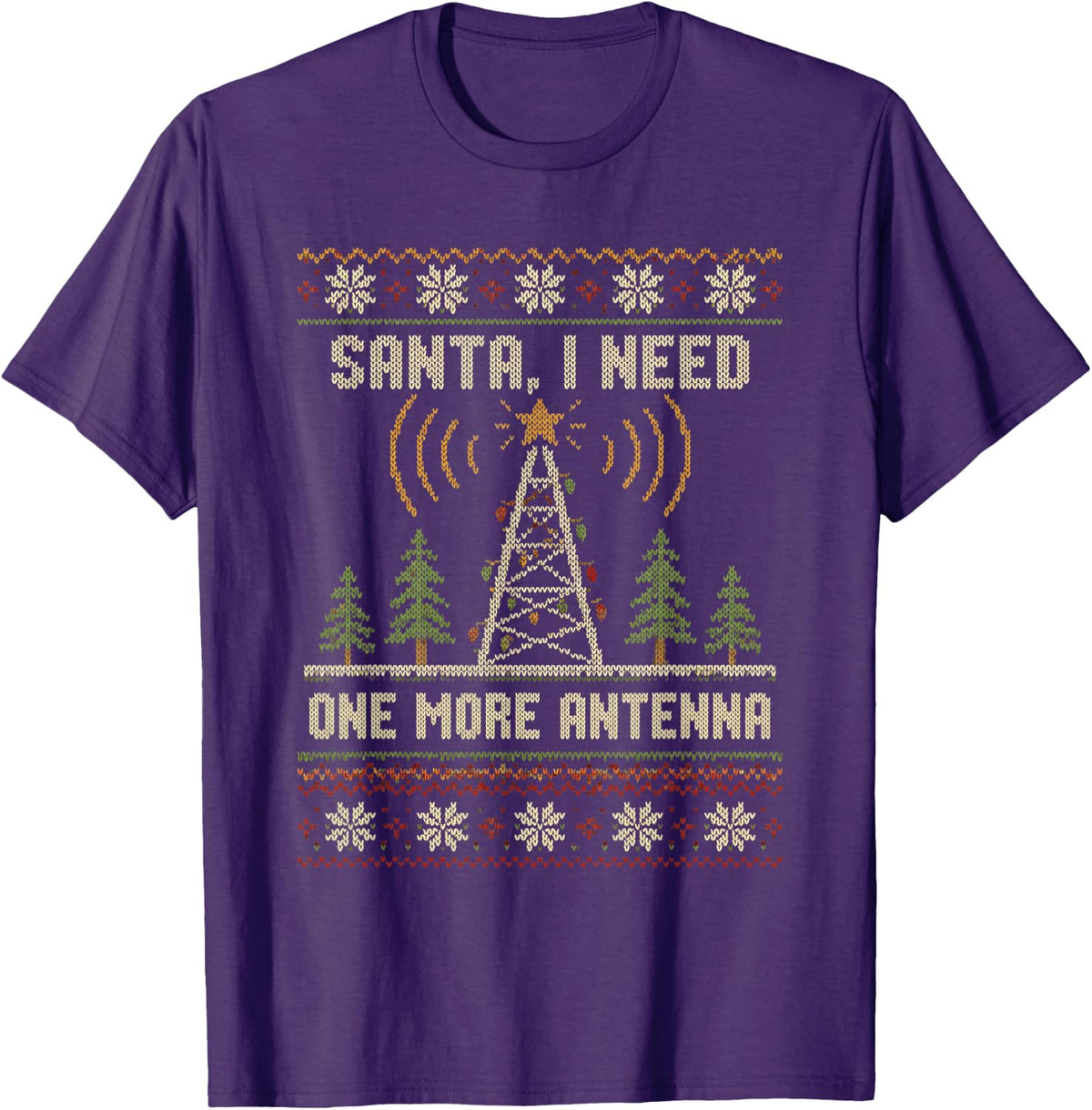 Santa I Need One More Antenna Ham Radio Christmas T-Shirt - Purple