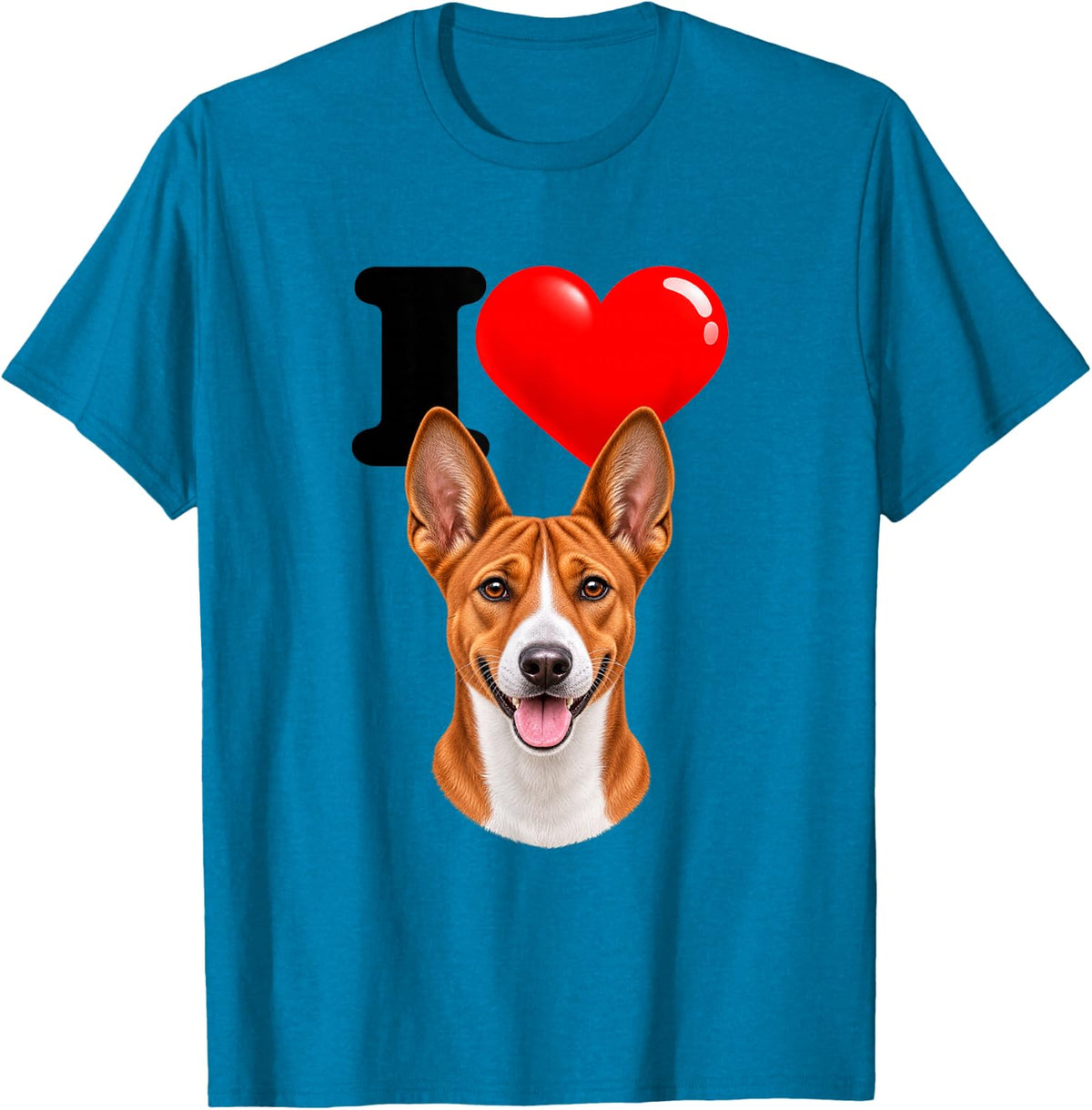I Love Basenji Cute Dog Mom Dad T-Shirt - Sapphire Blue
