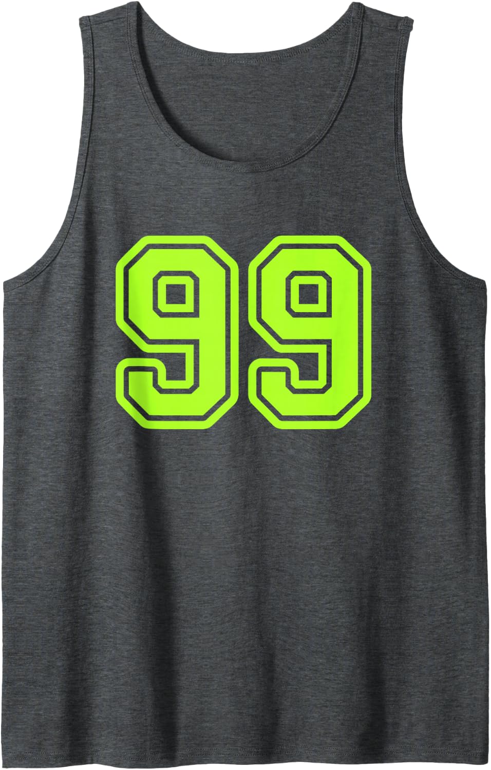 Green Sports Team Number #99 Sleeveless Tank Top - Dark Heather Grey