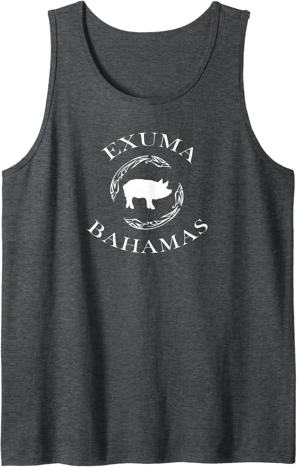 Swimming Pigs Of The Exumas, Bahamas Vacation Souvenir Tank Top - Dark Heather Grey