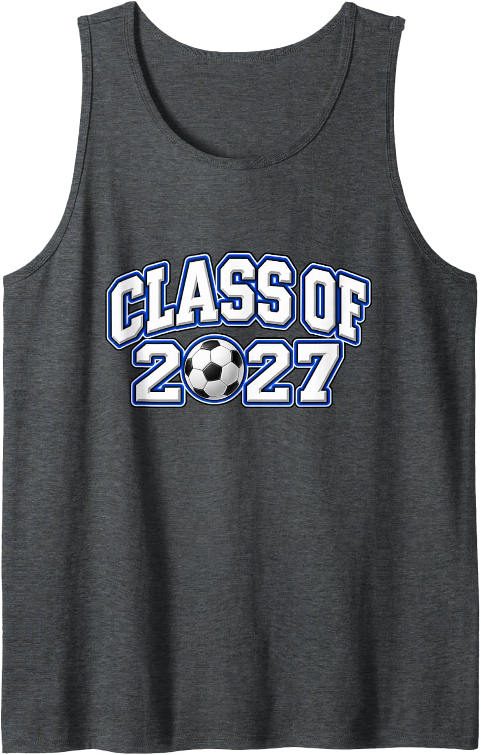 Class of 2027 Soccer Senior Graduation Sleeveless Tank Top - Dark Heather Grey
