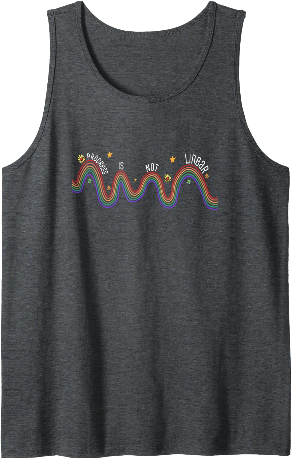 Sped Teacher Progress is Not Linear Mental Health Teacher Sleeveless Tank Top - Dark Heather Grey
